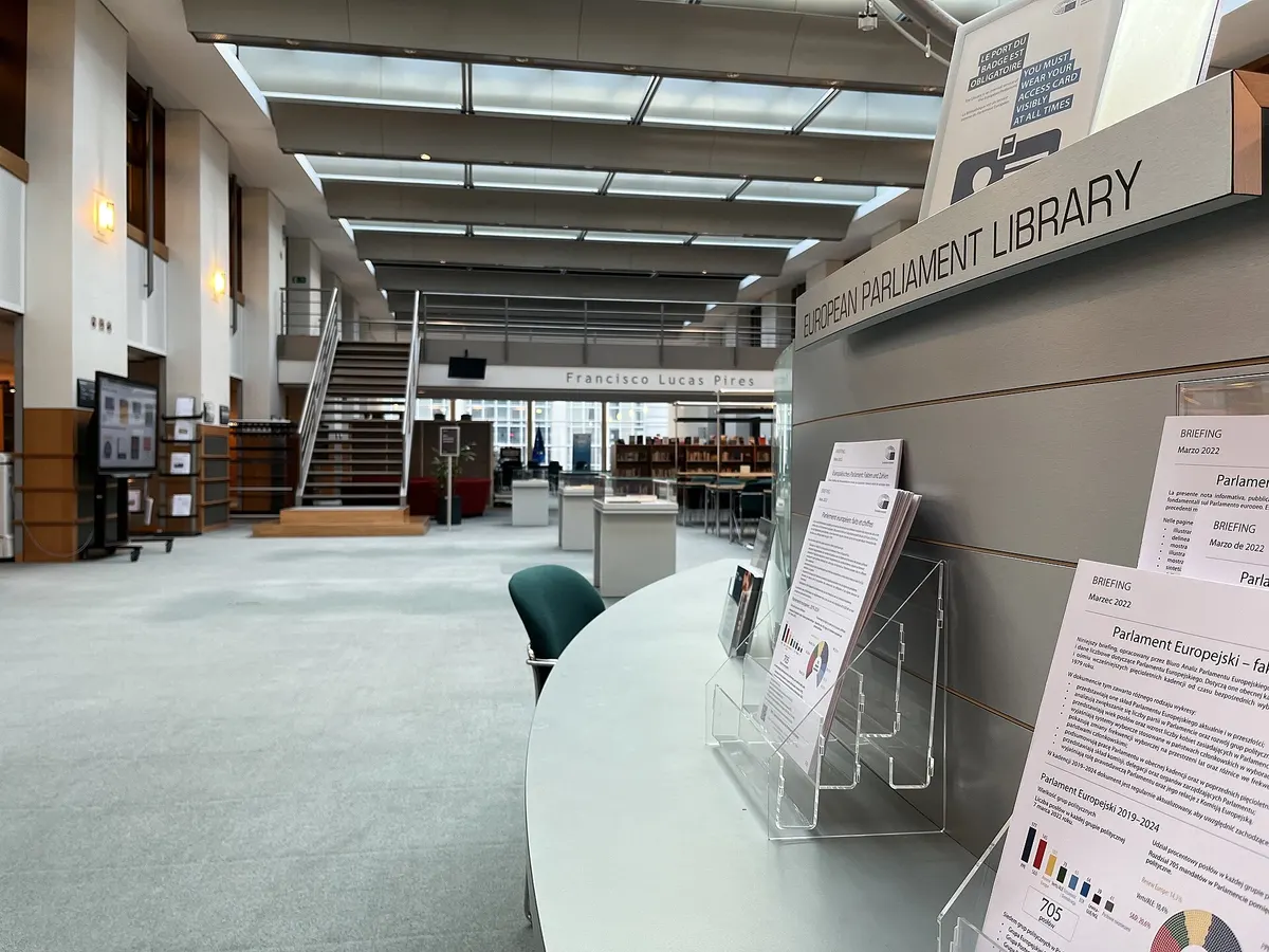 Reading room at the European Parliament Library in Brussels.